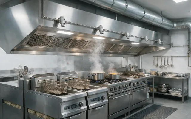 Fire suppression planning for a commercial kitchen and food production facility