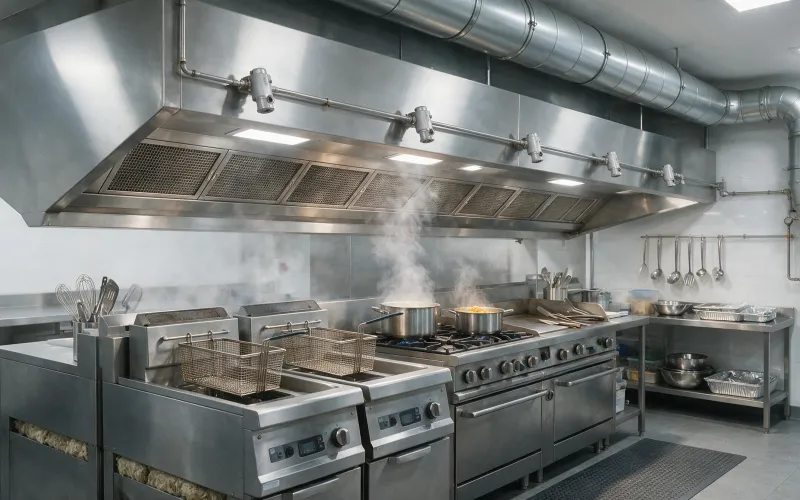 Fire suppression planning for a commercial kitchen and food production facility