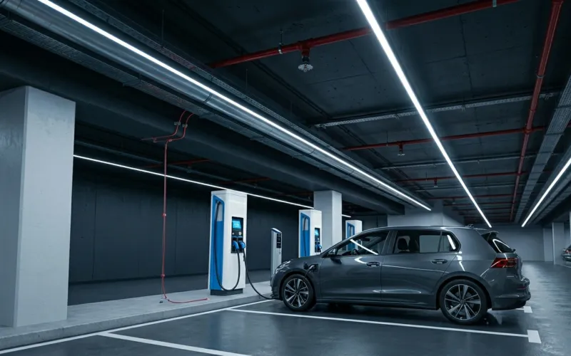 Fire suppression planning for an underground commercial car park and EV charging hub